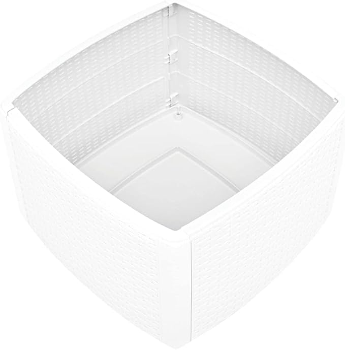 Side Table,Garden Table,Weather Resistant,with Convenient Storage Area for Refreshments,with an Attractive, Flat, Rattan-Look Design,White 21.3"x21.3"x14.4" Plastic