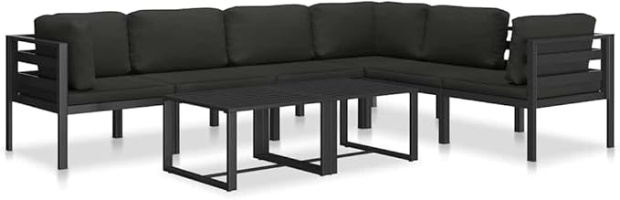 Anthracite Outdoor Sectional Corner Seat 27.6x27.6x25.4 in Aluminum Frame Lightweight Modular Patio Couch for Balcony - Photo 6