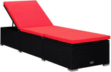 Sun Lounger with Cushion and Tea Table Set, Poly Rattan Red, Adjustable Chaise Lounge with Removable Cushion Cover - Photo 3