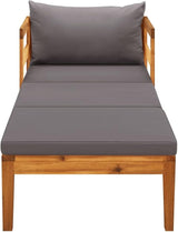 Sun Lounger with Dark Gray Cushions, Lounge Chair Wooden, Sun Chair, Long Chairs for Outside, Pool Chaise Lounge Chair - Photo 3
