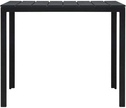 Black HDPE Steel Square Coffee Table, 30.7x30.7x29.1 in, Durable Outdoor Patio Side Table for Garden, Balcony, Living Room Furniture