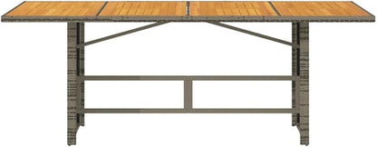 vidaXL Patio Table - Acacia Wood top/Outdoor Furniture - Gray Poly Rattan - Weather 74.8"x31.5"x29.5"