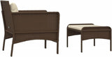 2-Piece Patio Lounge Set with Cushions Brown Poly Rattan Outdoor Furniture Set for Garden Balcony Porch - Photo 5