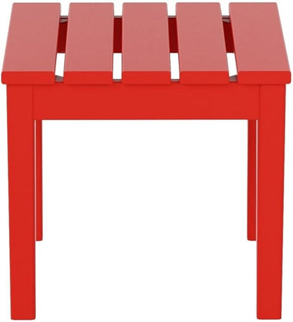 Costaelm Small Outdoor Side Table, Patio End Table Weather Resistant Outdoor Coffee Table, Square Conversation Table for Indoor, Porch, Balcony, Garden, Poolside, Deck, Red