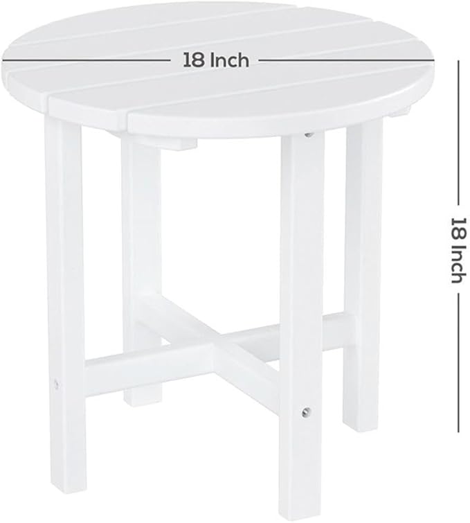 Costaelm Round Outdoor Side Tables, Adirondack Patio Tables for Outside, HDPE Patio End Table Weather Resistant - Photo 3