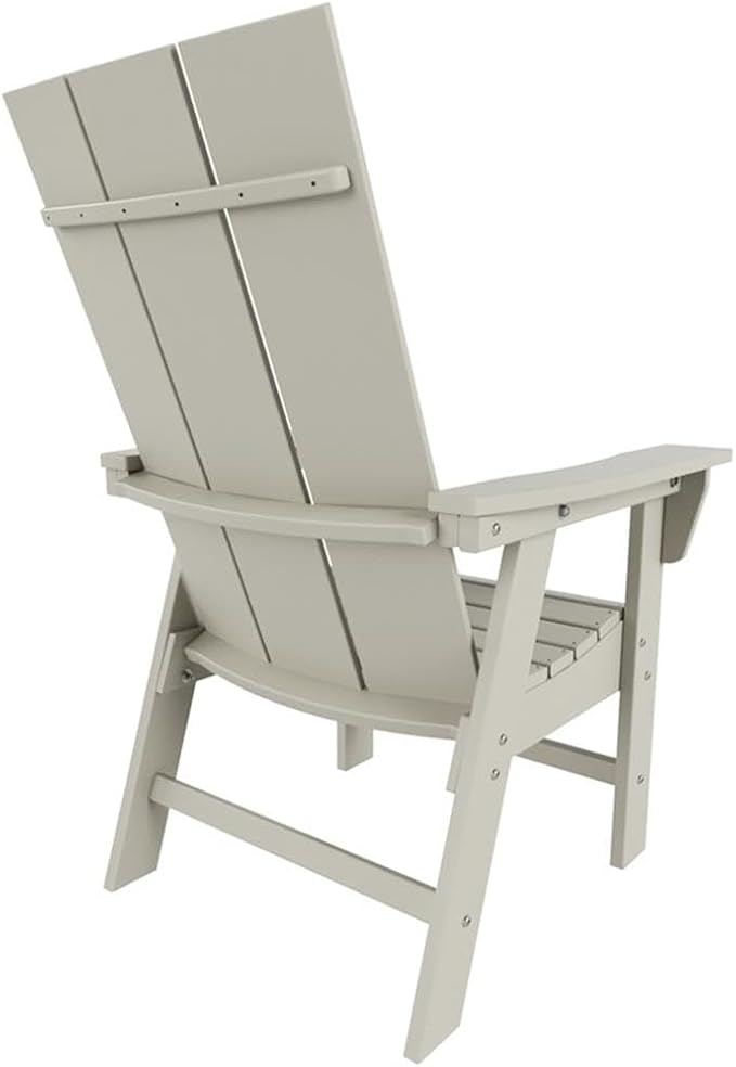 Costaelm Outdoor Adirondack Chair, HDPE Patio Balcony Chairs, Portside Seashell Nautical Curveback Adirondack Chair and Fire Pit Chairs, Sand