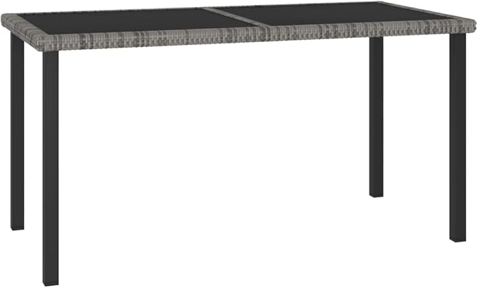 Outdoor Dining Table for Patio Garden, 55-inch Rectangular Poly Rattan Table with Tempered Glass Top - Photo 1