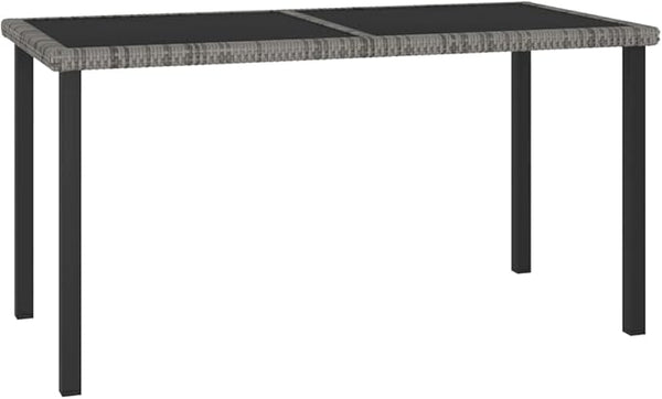 Outdoor Dining Table for Patio Garden, 55-inch Rectangular Poly Rattan Table with Tempered Glass Top - Photo 1