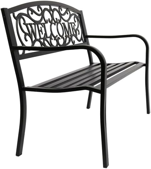 50" Outdoor Garden Bench, Outdoor Park Bench Chair Patio Park Bench, Outdoor Benches Front Porch Outdoor Furniture, Front Porch Bench, Patio Seating Sturdy bench Easy to install 50"L x 24"W x 33.07"H