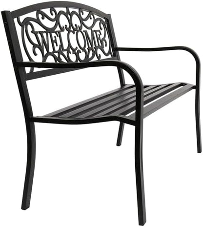 50" Outdoor Garden Bench, Outdoor Park Bench Chair Patio Park Bench, Outdoor Benches Front Porch Outdoor Furniture, Front Porch Bench, Patio Seating Sturdy bench Easy to install 50"L x 24"W x 33.07"H