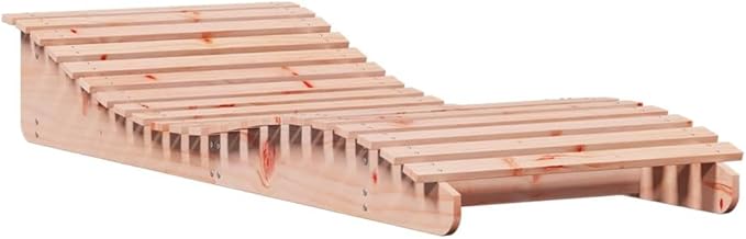 Full-Sized Foldable Sun Lounger for Patio and Pool, Solid Douglas Fir Wood with Adjustable Backrest - Photo 3