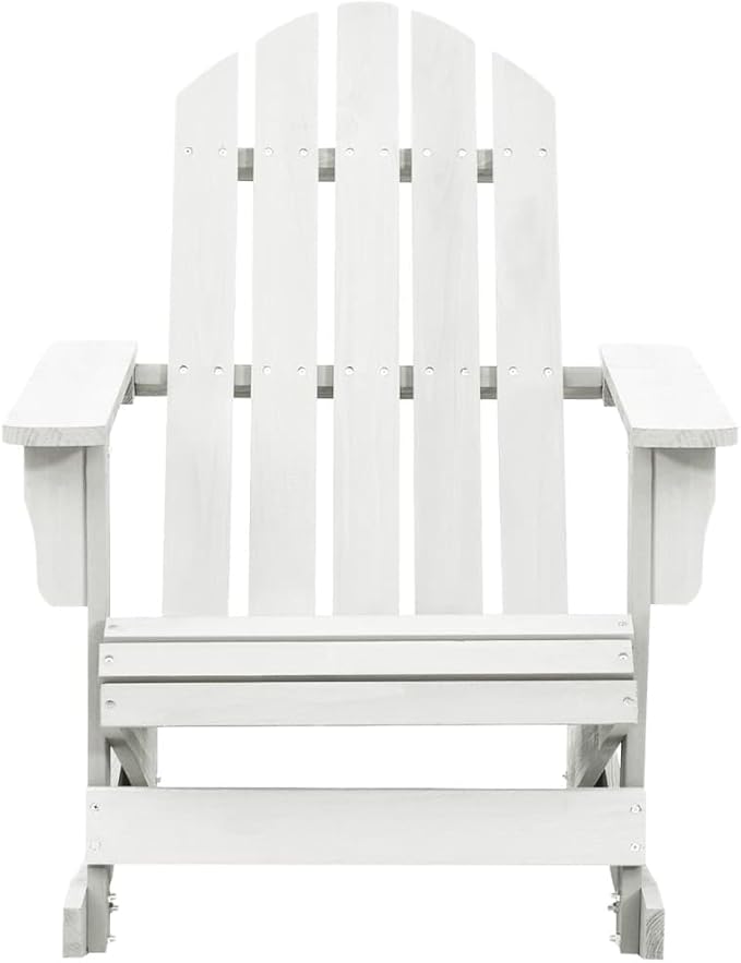 Vintage Wooden Outdoor Rocking Chair White Hardwood Medium Patio Rocking Chair for Balcony Porch Relaxation Durable - Photo 3