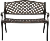 40.5" Outdoor Garden Bench, Patio Furniture Cast Aluminum Bench with Mesh Backrest - Photo 1