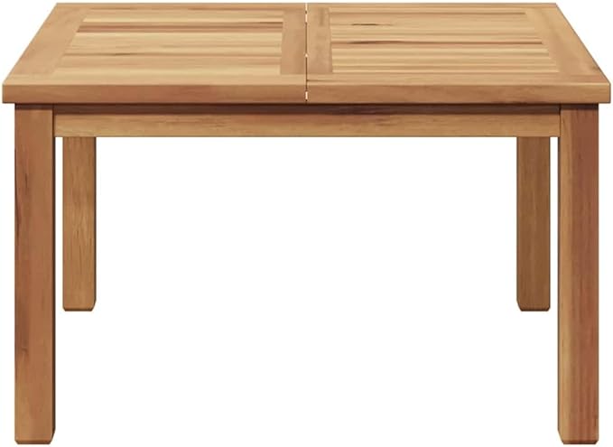 Solid Teak Wood Coffee Table, 23.6-Inch Square Low Profile Accent Table for Outdoor Patio, Garden, Balcony, Minimalist Natural Finish Weather-Resistant Furniture