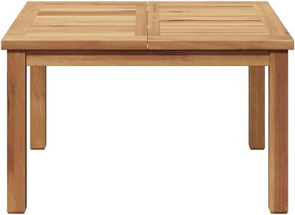 Modern 24 in Brown Solid Teak Coffee Table Minimalist Outdoor Patio Cocktail Accent Square 23.62 x 23.62 x 14.17 in for Garden Balcony Porch Backyard