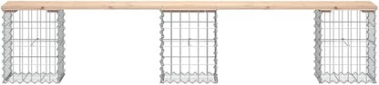 Solid Pine Wood Garden Bench with Gabion Base 79.9 Inch Outdoor Bench for Patio Backyard Porch Durable Rectangular Seating