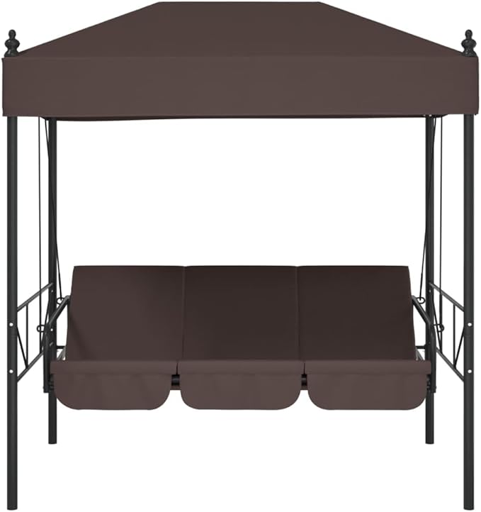 Garden Swing Bench for Patio, 3-Seater Outdoor Porch Swing with Adjustable Canopy, Convertible Bed - Photo 5