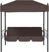 Garden Swing Bench for Patio, 3-Seater Outdoor Porch Swing with Adjustable Canopy, Convertible Bed - Photo 5