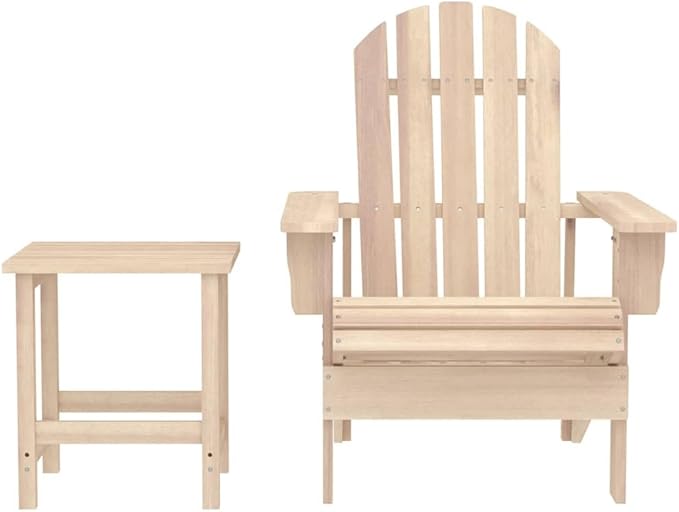 Natural Wood Adirondack Chair Set with Table - Photo 2