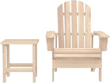 Natural Wood Adirondack Chair Set with Table Solid Fir Wood Ergonomic Design for Outdoor Patio Garden Comfortable - Photo 2