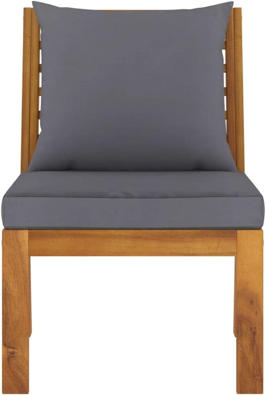 Sectional Middle Sofa with Dark Gray Cushion,Outdoor Sectional Sofa,Patio Couch,Outdoor Furniture,Perfect for The Front Porch, Backyard, Patio or Balcony, Solid Acacia Wood