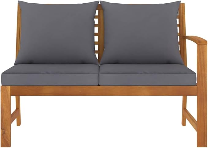 Dark Grey Solid Acacia Wood Garden Bench 45.1 Inch Durable Outdoor Seating for Patio and Balcony - Photo 4