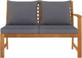 Dark Grey Solid Acacia Wood Garden Bench 45.1 Inch Durable Outdoor Seating for Patio and Balcony - Photo 4