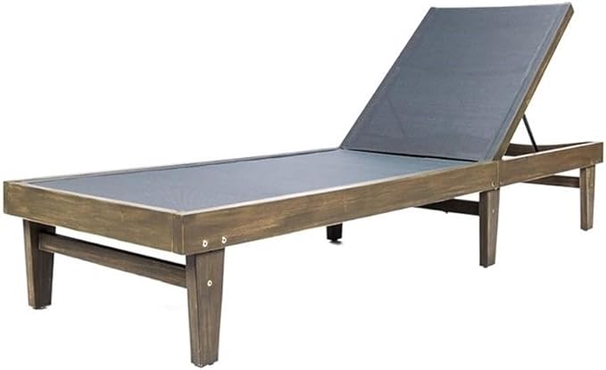 Christopher Knight Home Shiny Outdoor Wood Chaise Lounge (Set of 2), Grey Finish/Dark Grey Mesh