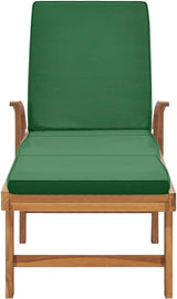 Pool Lounge Chairs, Lounge Chair Outdoor Furniture, Sun Lounger with Cushion Solid Teak Wood Green - Photo 4