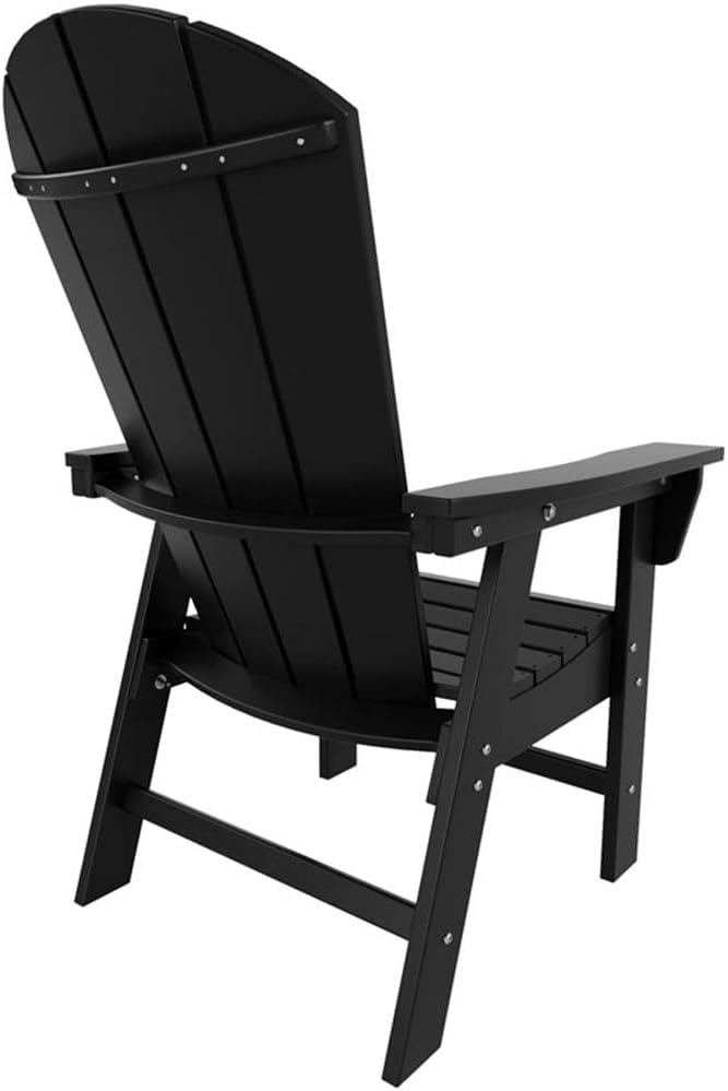 Costaelm Outdoor Fire Pit Chair, Patio hdpe Balcony Pool Adirondack Chair, Modern Front Porch Backyard Chair, Garden Resin Lounge Chair for Outside, Black