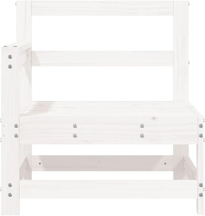 White Outdoor Sectional Loveseat Set 26x24x28 in Rustic Solid Pine & Plywood Garden Corner Couch for Patio Balcony or Small Deck