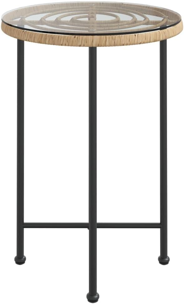 21.7" Round Glass Dining Table Modern Small Patio Coffee Side Table Clear Tempered Top with Powder-Coated Steel Legs - Photo 4
