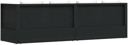 Poly Rattan Sunbed with Cushions, Black Cream White PE Rattan and Powder-Coated Steel Frame for Patio Garden Outdoor Lounge Relaxation