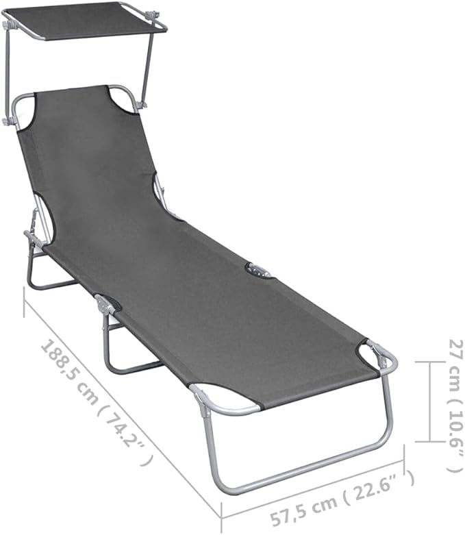 Folding Sun Lounger, Patio Chaise Lounge Chair, Outdoor Recliner Lounge Chair Sun Loungers - Photo 2