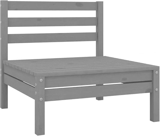 3-Piece Garden Lounge Set, Compact Modular Patio Furniture, Solid Pinewood Outdoor Seating with Coffee Table, Grey Rustic Backyard Sofa for Terrace