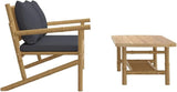 Bamboo Garden Lounge Set with Dark Grey Cushions, 2-Piece Outdoor Patio Furniture for Balcony and Garden - Photo 4