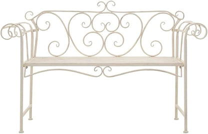 Modern Style,Patio Bench,Garden Bench,Park Bench,Outdoor Bench, Front Porch Chair,2 Person Bench,for Garden,Patio,Porch, Poolside,Balcony,Lawn,Park,52" Metal Antique White
