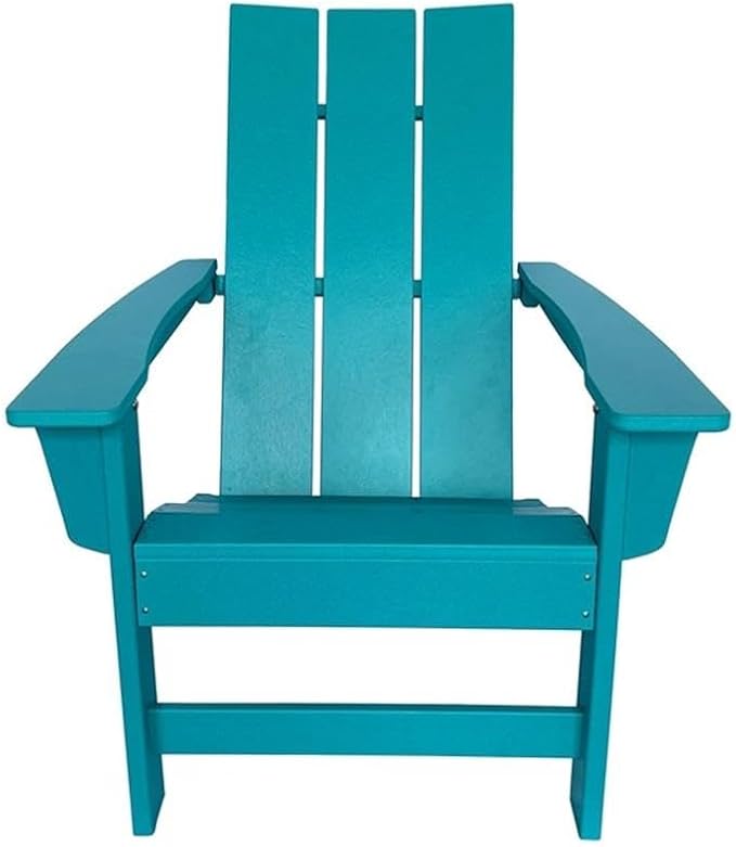 Pemberly Row Modern Resin Adirondack Chair, 35.5" H x 29" W x 32" D, Weatherproof HDPE Plastic, Blue Finish, All-Weather UV-Protected Porch or Patio Chair for Outdoor Relaxation