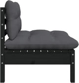 Patio Middle Sofa with Cushions Black Solid Pinewood Outdoor Chairs Furniture Outdoor Patio Furniture Set Suitable for - Photo 4