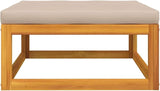 Acacia Wood Outdoor Garden Footrest, Taupe Cushion, Modular Design, Weather-Resistant, Patio Balcony Backyard Seating - Photo 2