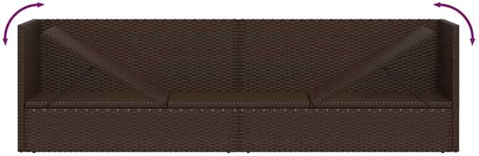 Brown PE Rattan Foldable Cushioned Sun Lounger with 4 Pillows and 7-Level Adjustable Backrest for Patio Garden Poolside - Photo 9