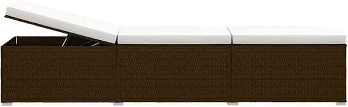 Sun Lounger with Cushion and Tea Table,Lounge Chair,Pool Chairs,Outdoor Chaise,Pool Furniture,Weather-Resistant,Easy to Maintain,Both Sides of Sunlounger Adjustable, Poly Rattan Brown