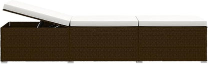 Sun Lounger with Cushion and Tea Table,Lounge Chair,Pool Chairs,Outdoor Chaise,Pool Furniture,Weather-Resistant,Easy to Maintain,Both Sides of Sunlounger Adjustable, Poly Rattan Brown
