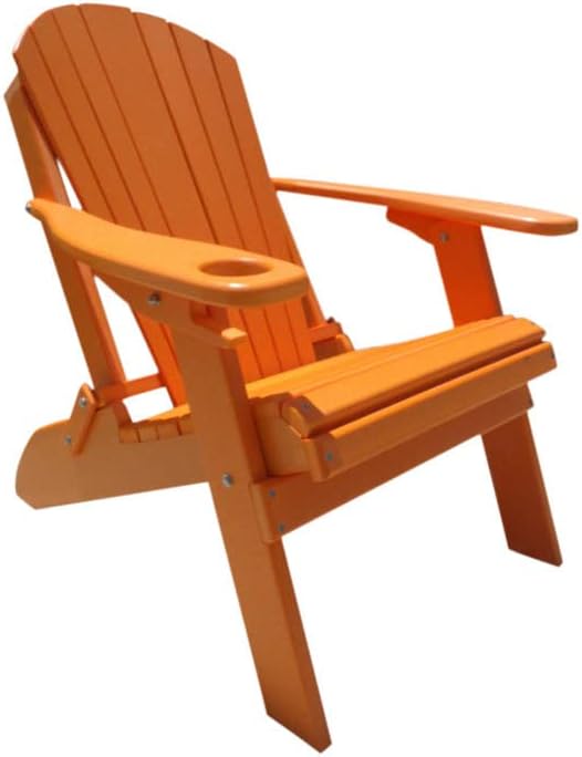 Furniture Barn USA Poly Folding Adirondack Chair, Tangerine
