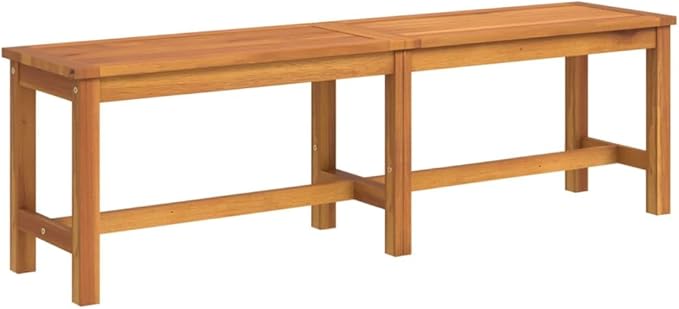 Outdoor Patio Bench Solid Acacia Wood Garden Seating 59.1 Inch Backyard Furniture Durable Weather Resistant for Porch Deck Indoor Use