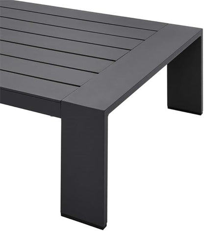 Pemberly Row Modern Outdoor Patio Coffee Table, Powder-Coated Aluminum, Gray Finish, Rectangular 51" W x 26.5" D x 12" H, Weather-Resistant with Non-Marking Foot Glides for Deck or Patio Use