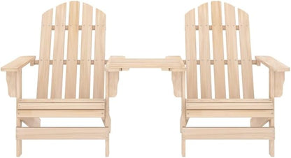 Patio Adirondack Chairs with Tea Table Solid Fir Wood Outdoor Chairs Furniture Outdoor Patio Furniture Set Suitable for Poolside, Bistro, Patio.