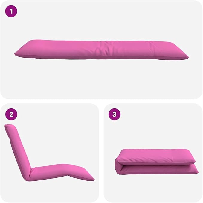Pink Folding Sun Lounger 175x54x8.5 cm Outdoor Chaise Lounge with 5 Reclining Positions, Lightweight Portable Beach Lounge Chair for Garden Patio Poolside and Travel