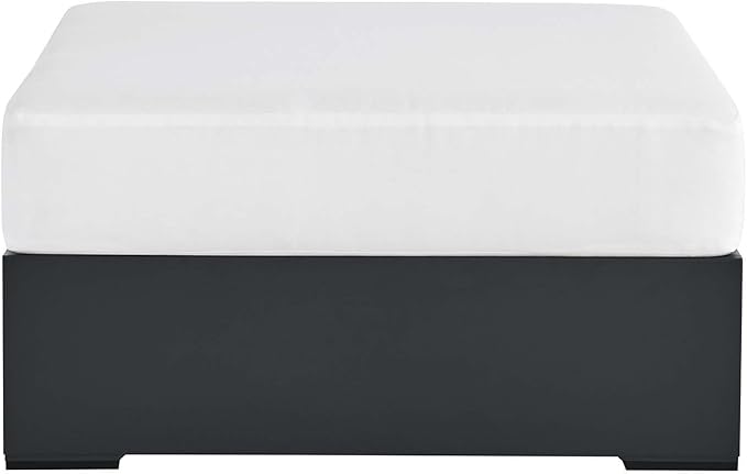 Modway Tahoe Aluminum Ottoman in Gray White with Weather-Resistant Cushion-Ideal as Outdoor Footstool - Photo 4