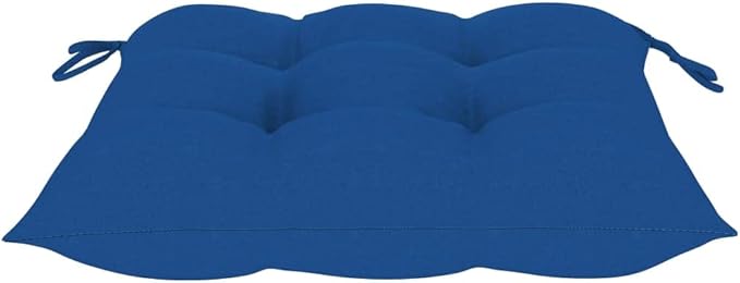 Outdoor Rocking Chair with Blue Cushion, Solid Teak Wood Patio Porch Glider, Weather Resistant Ergonomic Garden Seat for Backyard, Deck, and Indoor Relaxation